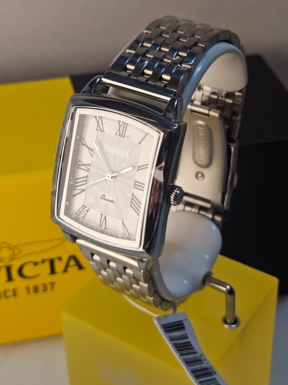 Invicta Celestial Draco Tank Watch Deco Roman Quartz Silver vintage style analog